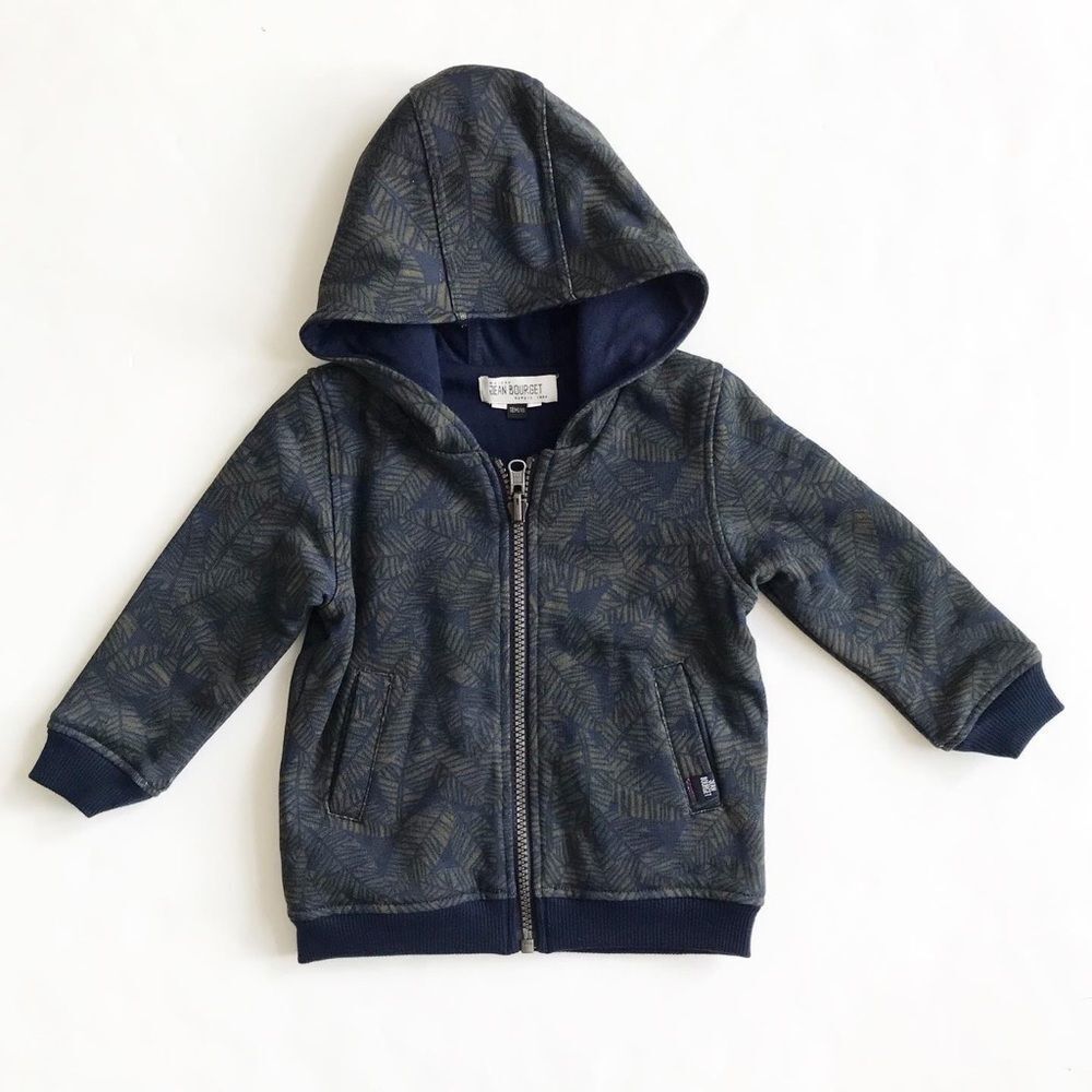 Jean Bourget leaf print zip up hoodie EUC 18m